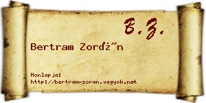 Bertram Zorán névjegykártya
